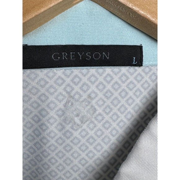 Greyson Polo Large Blue White Geometric Golf Embroidered Greenwood Performance - Picture 6 of 13